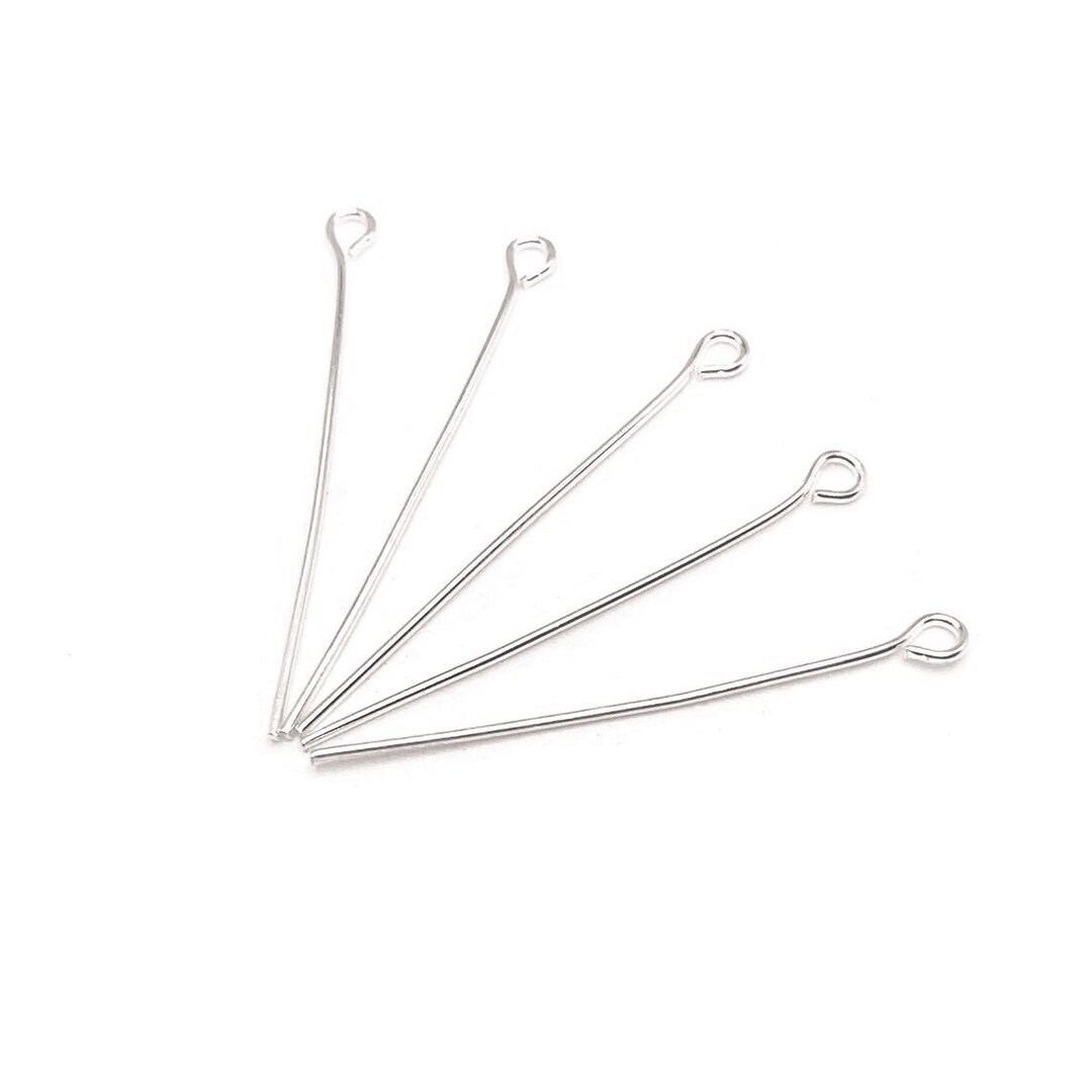 100 or 500 BULK 35mm Silver Plated Eye Pins, Wholesale Jewelry Findings