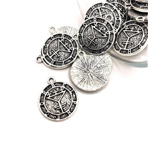 1, 4, 20 or 50 BULK Pieces Belphegor Sigil Pendant Charm, Antique Silver, Demon Sigil, Satanic, Lucifer, Devil | Ships from USA | AS1495