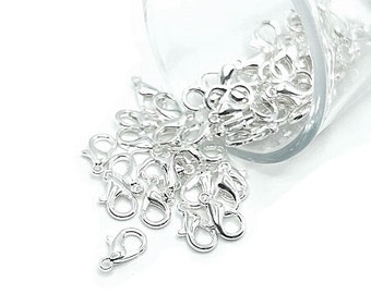 100 o 500 chiusure a moschettone in argento lucido da 7 x 12 mm, chiusure a griffe placcate, chiusure per collane all&#39;ingrosso / Spedizione immediata dagli USA / SL038