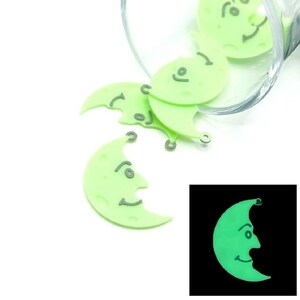 1, 4, or 20 BULK Crescent Man in the Moon Glow in the Dark Halloween Charms | Ships Quickly from USA