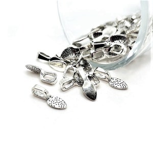 4, 20, or 50 BULK Silver Glue On Bails, Wholesale Findings, Bulk Jewelry Bails Leaf Bail, 5x16mm | Ships Immediately from USA | AS782