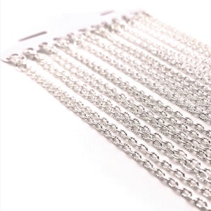 12 or 72 Pack BULK 18 Silver Plated Textured Chains, Pre-made Chain ...
