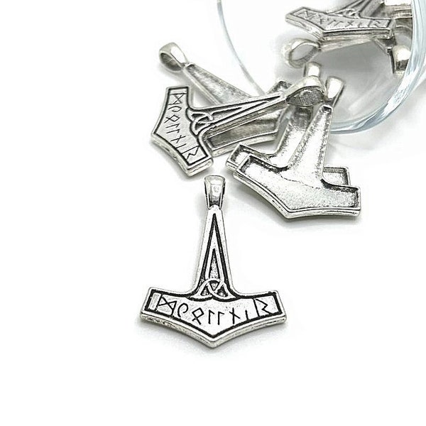 4, 20 or 50 BULK Silver Mjolnir Hammer Charms, Thor's Hammer, Asgard, Viking Charm | Ships Immediately from USA | AS1109