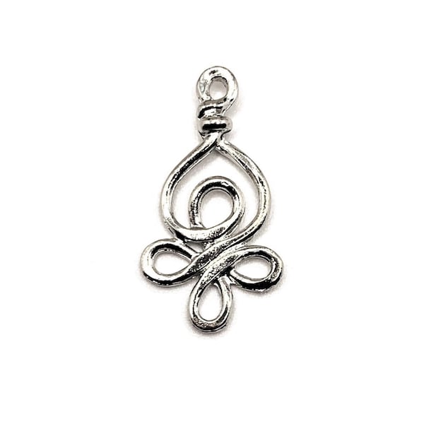 4, 20 or 50 BULK Silver Decorative Knot Connector Charms, Celtic Knot, Earring Connector Charm | Ships Immediately from USA | AS858