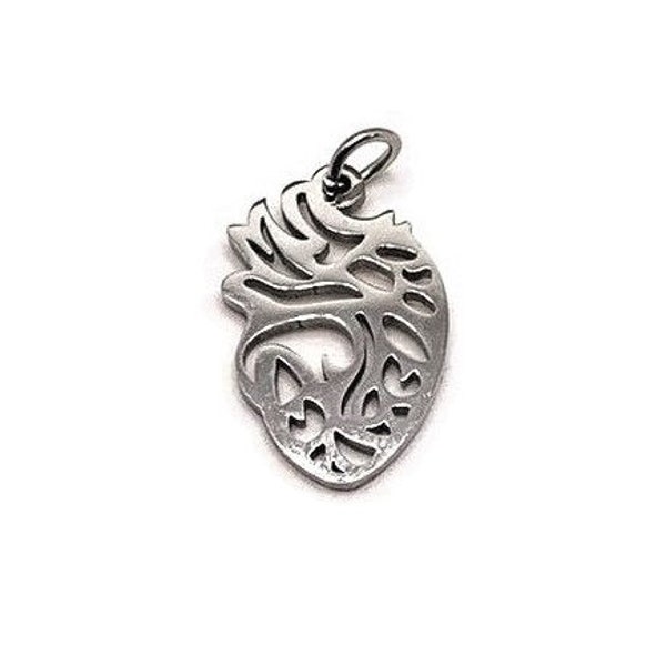 1, 4 or 20 BULK Stainless Steel Anatomical Heart Charm, Silver Tone, Valentine's Day | Ships Immediately from USA | SS1471