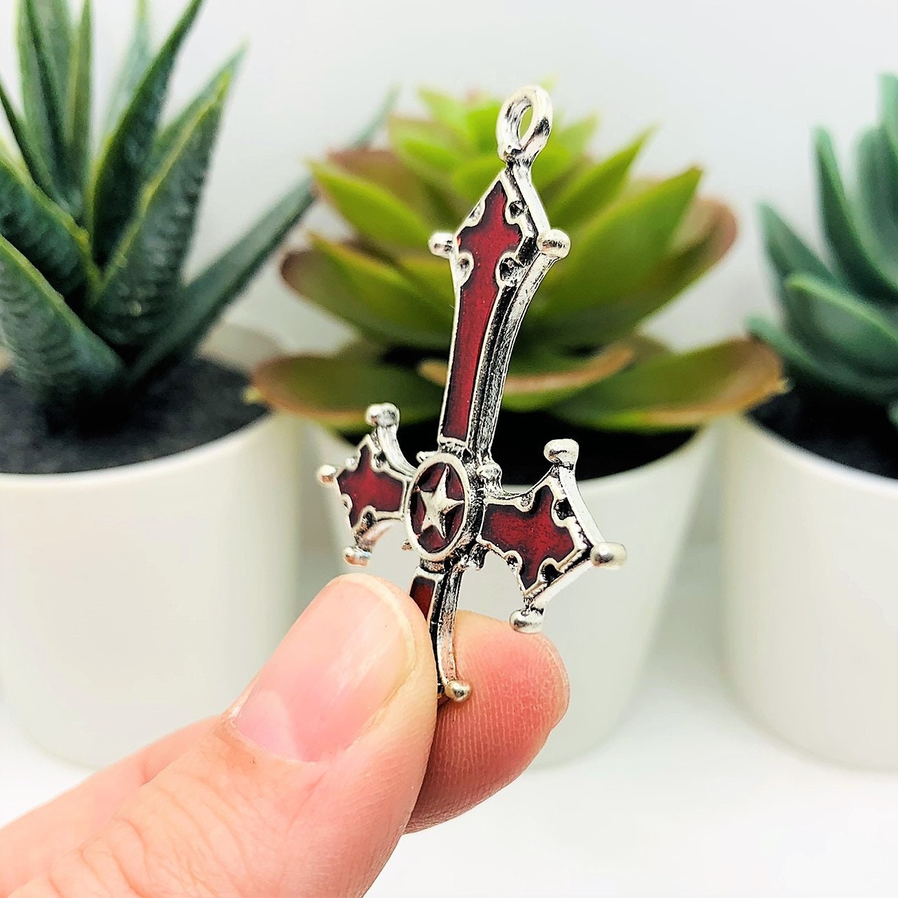 Fashion 316l Stainless Steel Inverted Cross Pendant Necklace Lucifer