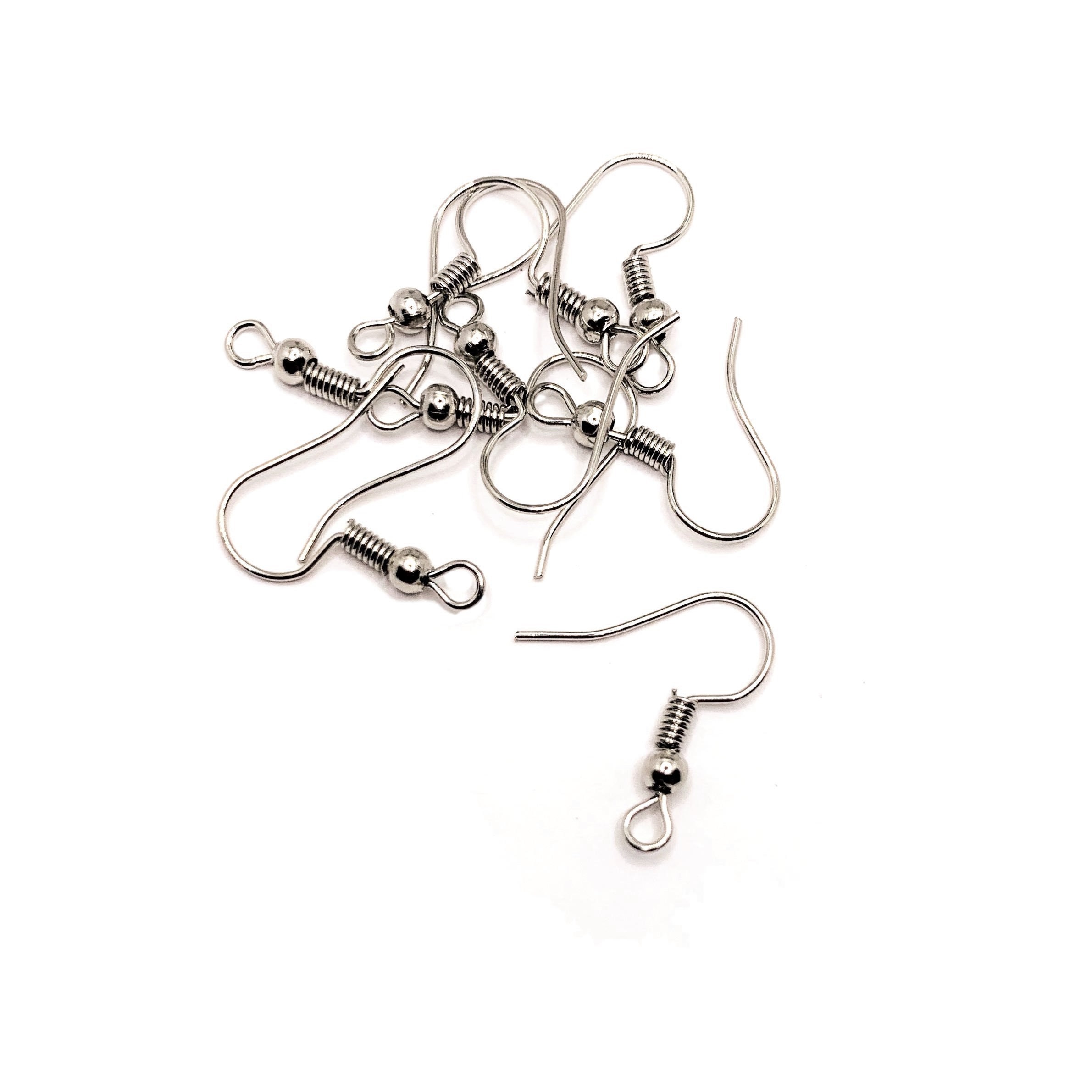 50,100,150,200Pcs Rhodium Earring hooks, Earwires Fish Hook Jewellery  Findings--Nickel free, lead free and cadmium free earwire