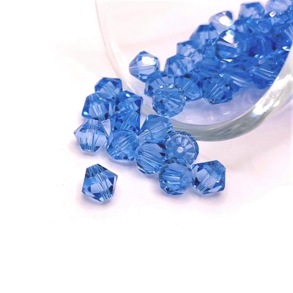 4, 20 or 50 BULK 6mm Light Blue Zircon December Birthstone Bicone Bead, Imitation Crystal | Ships Immediately from USA | LB948