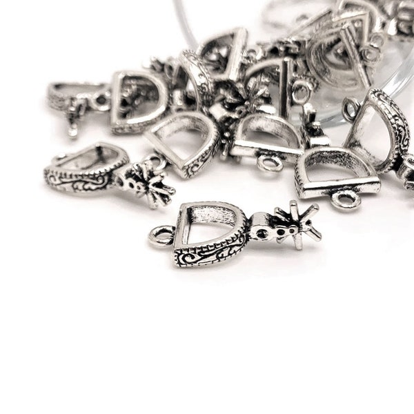 4, 20, or 50 BULK Silver Cowboy Spur Charms, 3D, Wrangler, Western, Double Sided | Ships Immediately from USA | AS1016