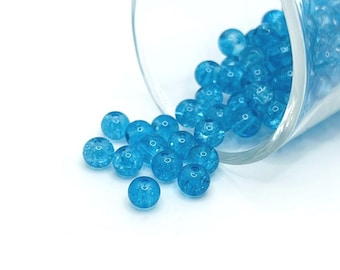 1 fio (aproximadamente 133 contas) de contas de vidro craquelado azul-água de 6 mm | Envio imediato dos EUA | AB1680