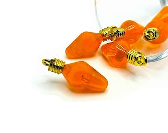 4 o 20 amuletos de bombillas navideñas de color naranja al por mayor, amuletos de acrílico, bombillas 3D, amuletos de luz, 12 x 30 mm / Envío inmediato desde EE. UU. / OR1146