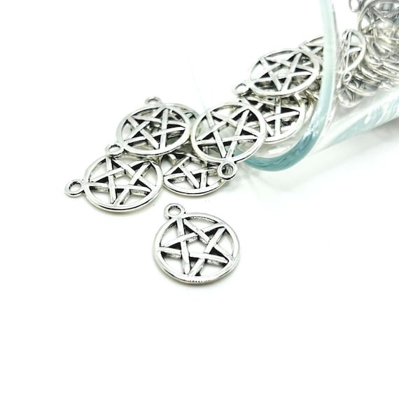 Buy 4 20 or 50 BULK Silver Pentacle Charms Pentagram Witch Charm Halloween Wiccan Double Sided Ships Immediately From USA AS728 Online in India Etsy