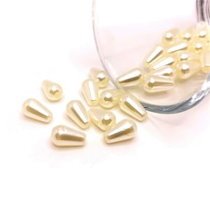 20, 50 or 100 BULK Faux Pearl Teardrop Beads, White Pearl, Bridal Wedding Charm, 6x10mm | Ships Immediately from USA | PL656
