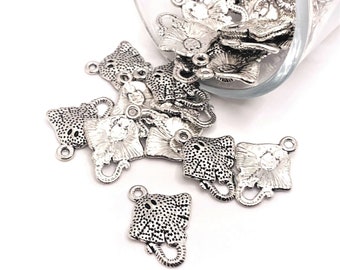 4, 20 or 50 BULK Silver Stingray Charms, Double Sided, Small Sting Ray Ocean, Beach | Ships Immediately from USA | AS1102