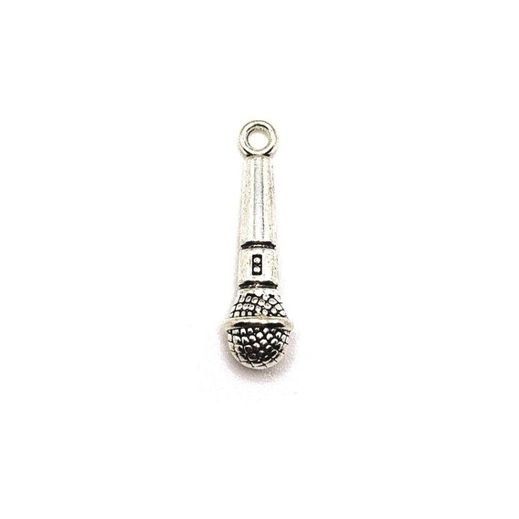 20 or 50 BULK pcs Silver Microphone Charms 4 Musician Charm-US Seller AS297