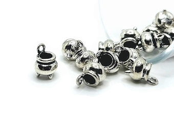 4, 20 or 50 BULK Silver Cauldron Charms, Wizard Charm, Witch, Halloween, 3D, 12x9mm | Ships Immediately from USA | AS464
