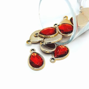 4, 20 or 50 BULK pcs Red Orange and Gold Teardrop Charms, Acrylic Charms, Light weight earring charm | Ships Immediately from USA | OR1023