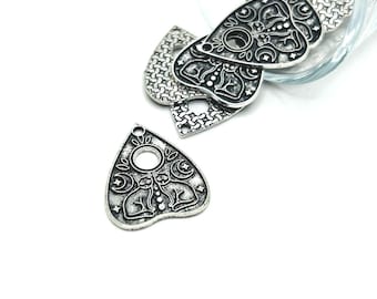 1, 4, 20 or 50 BULK Pieces Silver Toned Ouija Planchette Charm with Cats, Halloween Pendant | Ships Quickly from USA | AS1738
