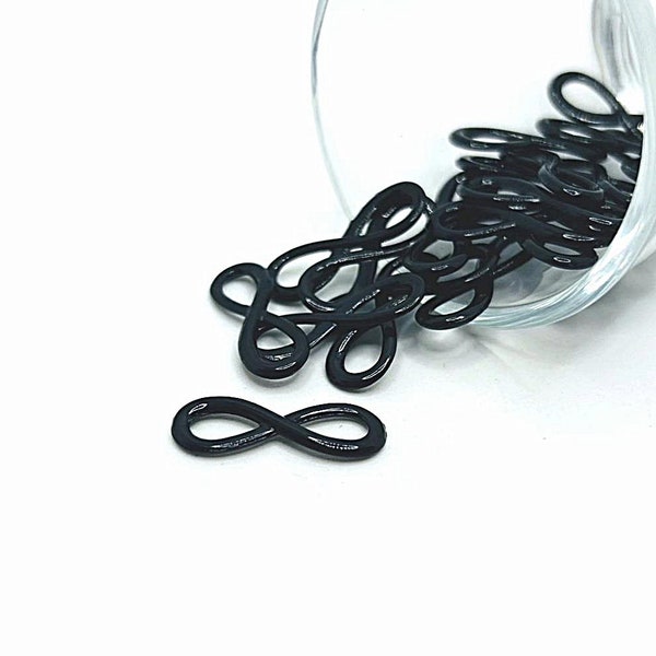 4, 20 or 50 BULK Infinity Connector Charms, Black Eternity Curved Jewelry Charm, 23 x 8mm | Ships Immediately from USA | BK033