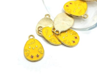1, 4, 20 or 50 Cute Yellow Chick in Easter Egg Charms | Ships Quickly from USA | YL1809