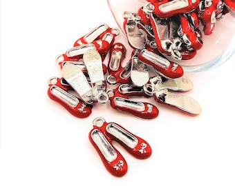 4, 20 or 50 BULK Ruby Red Slipper Charms, Dorothy Shoes, Wizard of Oz Charm, Red Shoe, Ballerina, | Ships Immediately from USA | EN241