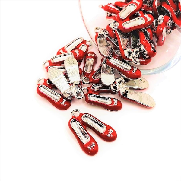 4, 20 or 50 BULK Ruby Red Slipper Charms, Dorothy Shoes, Wizard of Oz Charm, Red Shoe, Ballerina, | Ships Immediately from USA | EN241