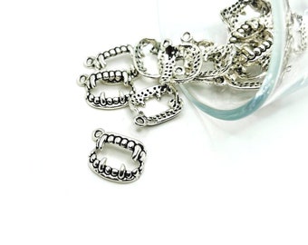 4, 20, oder 50 BULK Kleine Silber Vampirzähne, Halloween, Vampyre, Goth, 17 x 12 mm | Versand sofort aus den USA | AS711