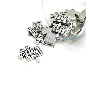 1, 4, 20 or 50 BULK Silver For Sale Sign, Sold Sign, Realtor Charm, House Charms, Real Estate | Ships Immediately from USA | AS1199