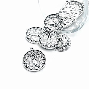 1, 4, 20 or 50 BULK Antique Silver Goddess Pendant Charm with Moon Phases  | Ships Immediately from USA | AS1482
