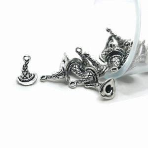 4, 20 or 50 BULK Silver Witch Hat Charms, Wizard Charm, Halloween, 15mm, 3D | Ships Immediately from USA | AS465