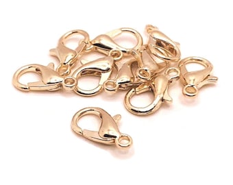 100 or 500 BULK 7x12 mm Light Rose gold Lobster Clasps, Claw Clasps, Wholesale Necklace Clasp | Ships Immediately from USA | LR038