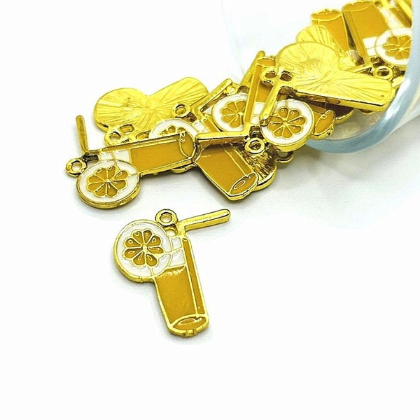 Pacote com 4, 20 ou 50 unidades de pingentes decorativos de limão amarelo, ideais para bebidas, comidas e para o verão. Dimensões: 20 x 25 mm | Envio imediato dos EUA | YL814