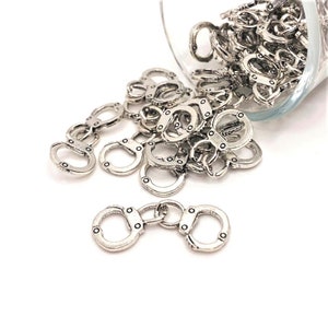 4, 20 or 50 BULK Handcuff Charms, Silver Best Friends, BFF, Partners in Crime, Police Charm, 33x11mm | Ships Immediately from USA | AS126