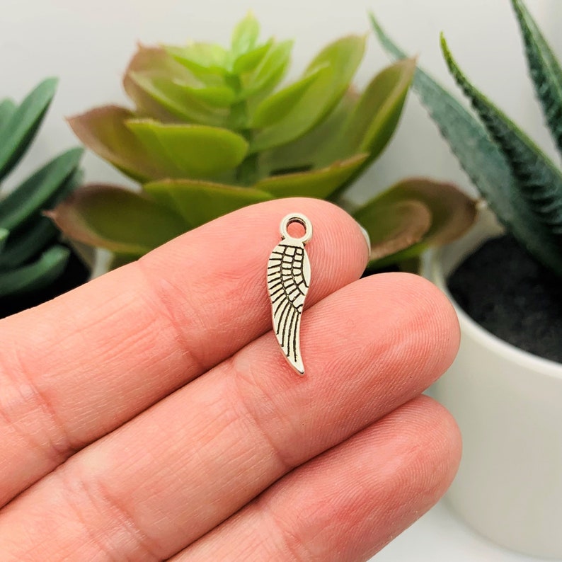 4 20 or 50 BULK Silver Wing Charms Small Angel Wings Charm Etsy