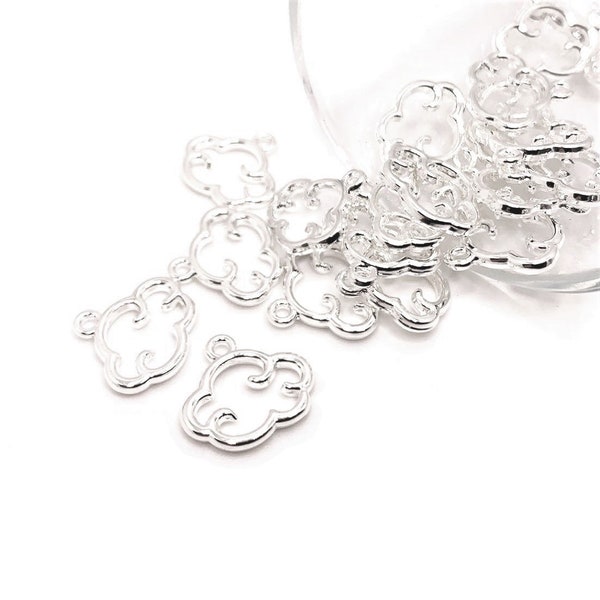 4, 20 or 50 BULK Silver Cloud Charm, Weather, Rain Cloud, Silver Plated | Ships Immediately from USA | SL1239