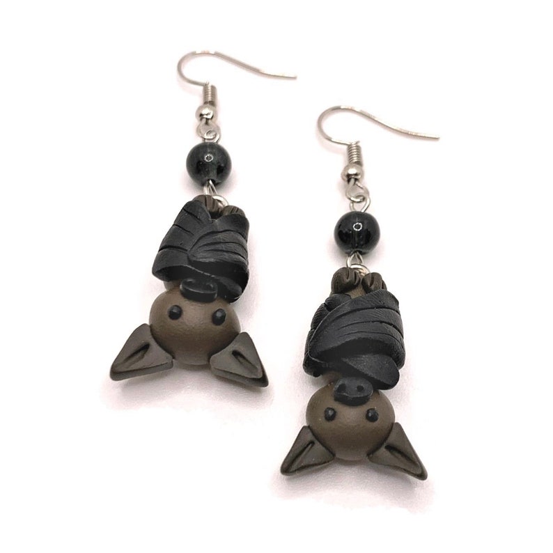Bat Earrings Polymer Clay Cute Bat Earrings Halloween Gothic Etsy