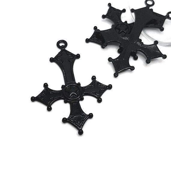 1, 4 or 20 BULK Large Black Enamel Inverted Upside Down Cross