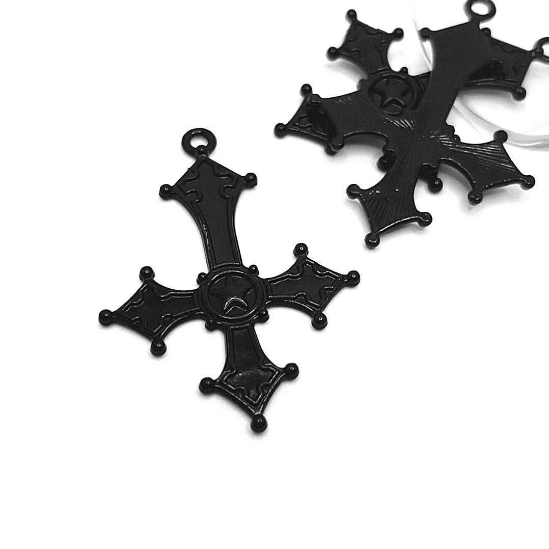 1, 4 or 20 BULK Large Black Enamel Inverted Upside Down Cross