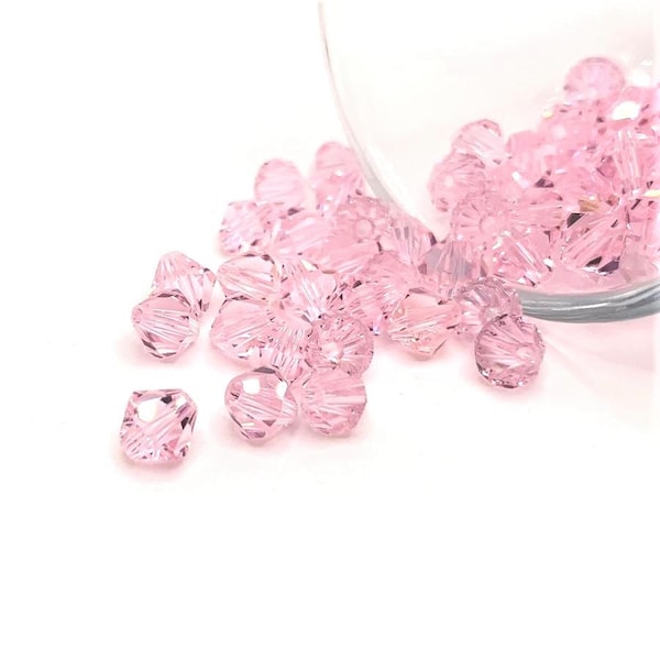 4, 20 or 50 BULK 6mm Pink June Birthstone Bicone Bead, Light Pink, Imitation Crystal | Ships Immediately from USA | PK948