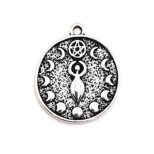1, 4, 20 or 50 BULK Antique Silver Goddess Pendant Charm with Moon Phases  | Ships Immediately from USA | AS1482