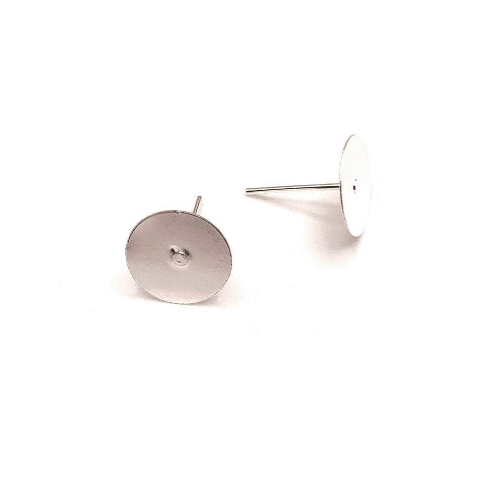 100x Earring Studs 10mm Flat Back Earring Studs Surgical 