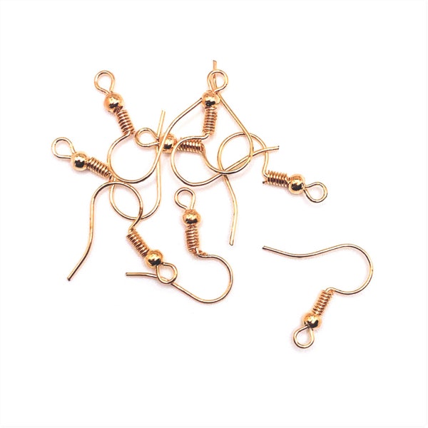 100 or 500 BULK Rose Gold Fish Hook Earring Wires, French Hook Earrings, Wholesale Findings | Ships Immediately from USA | RG018