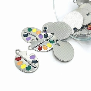 1, 4, 20 or 50 BULK Artist Charm, Paint Palette, Painter Pendant, Colorful Palette | Ready to Ship USA | AS1789
