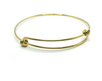 Base de brazalete ajustable de 1 pieza, acero inoxidable 304, oro de 18 quilates, 65 mm, pulsera expandible para mujer / Envío inmediato desde EE. UU. / GL2195