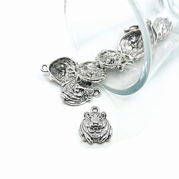 4, 20 or 50 BULK Silver Guinea Pig Charms, Pet Charm, Small Pet Charm | Ships Immediately from USA | AS1061