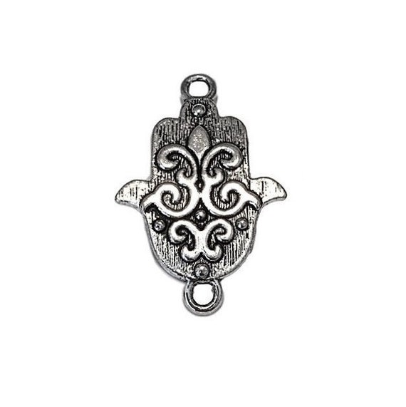 Hamsa Hand Of Fatima Charm//Pendant Tibetan Antique Silver 23mm 5 Charms Crafts