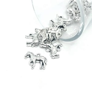 1, 4, 20, or 50 BULK Silver Standing Horse Charm, Cowboy, Wrangler, Western, 14 x 18 mm | Ships Immediately from USA | AS1476