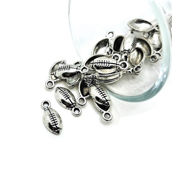 4, 20 or 50 BULK Silver Football Charms, Sports Charm, 15x7mm | Ships Immediately from USA | AS666