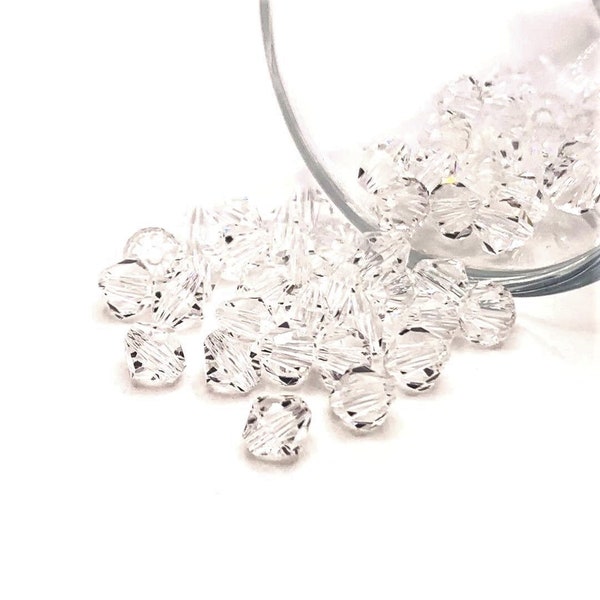 4, 20 or 50 BULK 6mm Diamond April Birthstone Bicone Bead, Imitation Crystal | Ships Immediately from USA | DM948