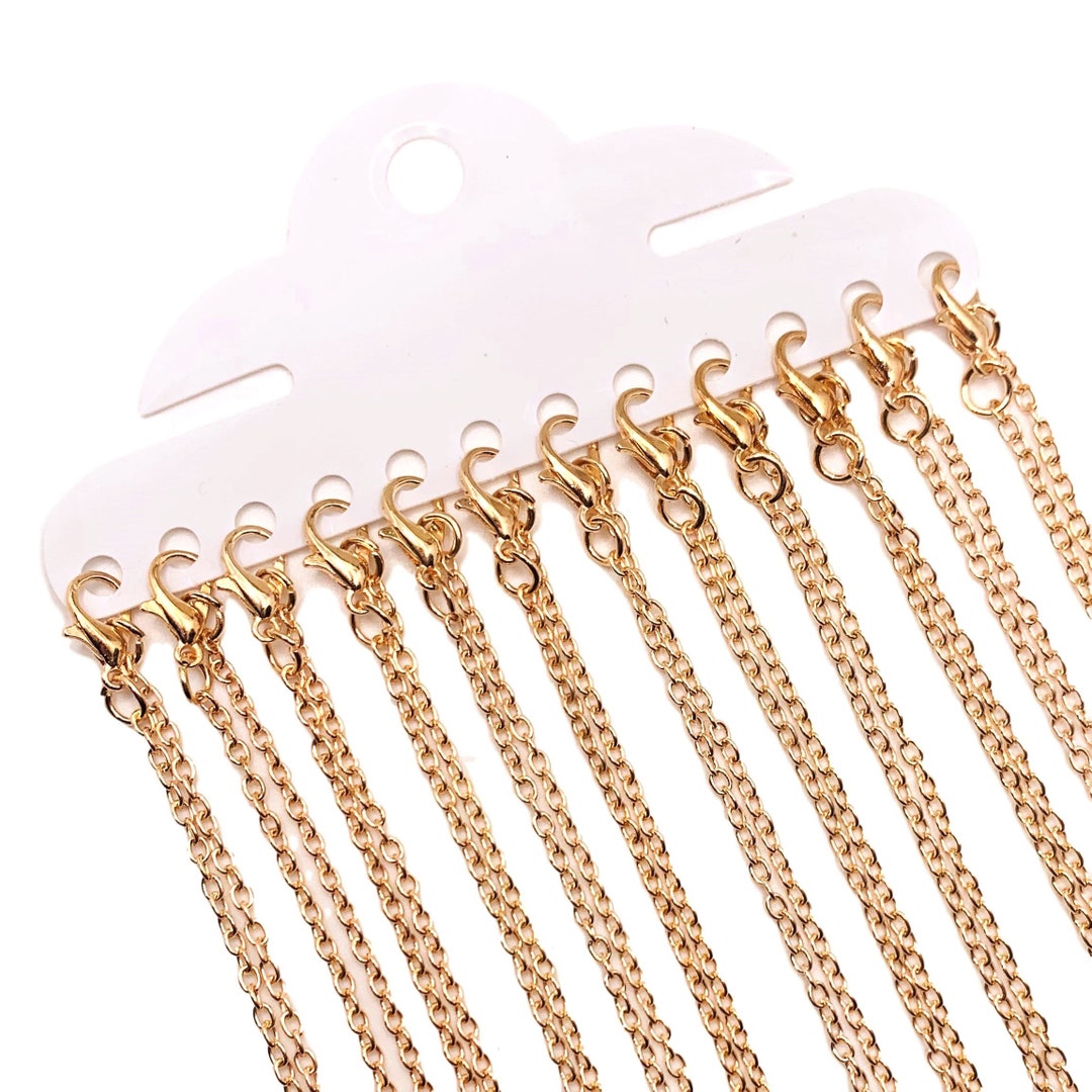 12 or 72 Pack BULK 18 Rose Gold Plated Chains, Premade Chain With Lobster Clasp, 18 Necklaces